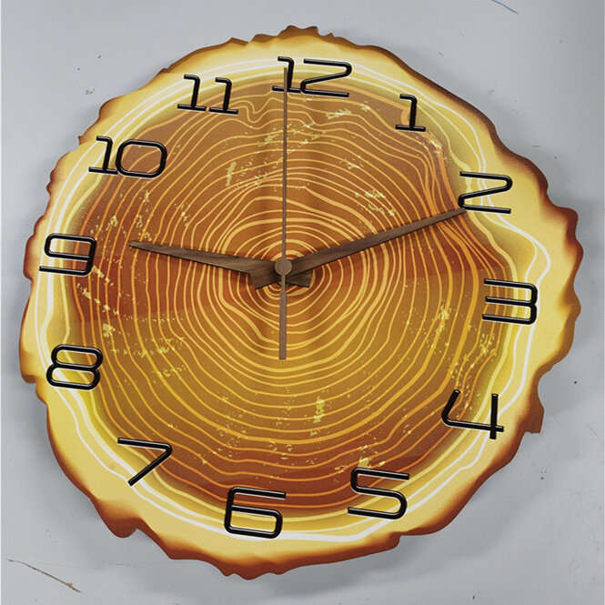 Reloj de cuarzo de pared de madera creativo movimiento + manos para el hogar Reloj de pared grande Reloj de pared de decoración de madera