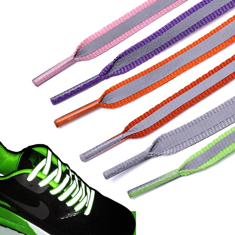 Cordones reflectantes de doble cara para zapatos, 120cm de longitud, moda para correr de noche, deportes, ocio, luz alta, creativos