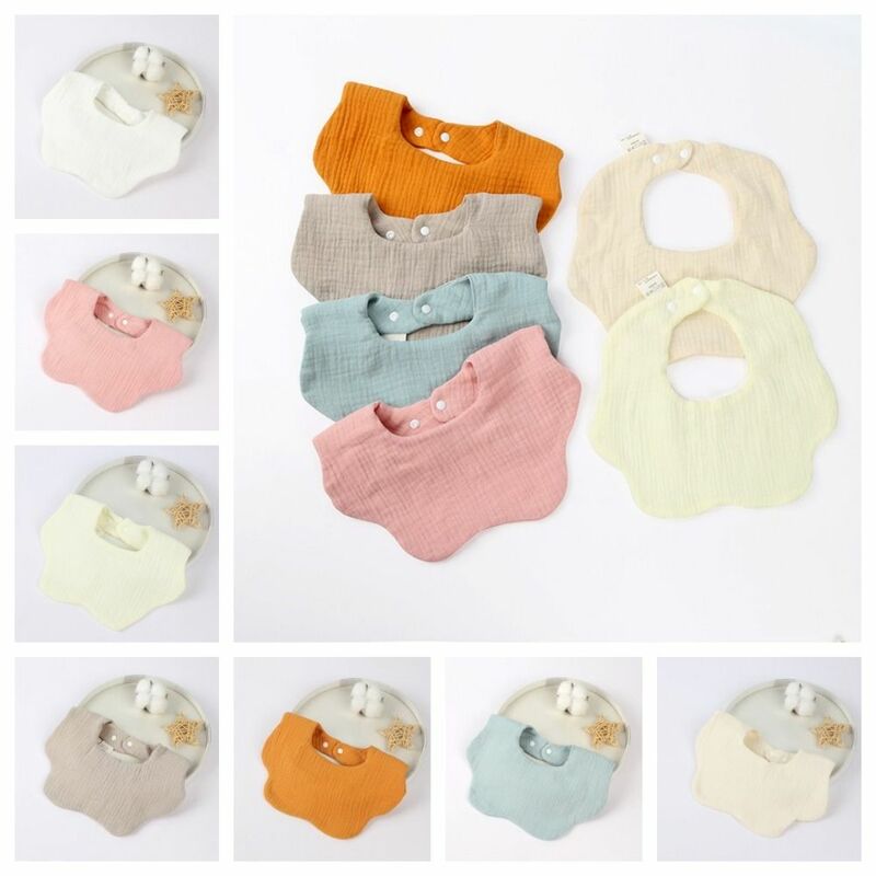 Kancing jepret alas dada bayi kain liur untuk memberi makan handuk bentuk bunga warna Solid kain sendawa bayi handuk air liur katun baru