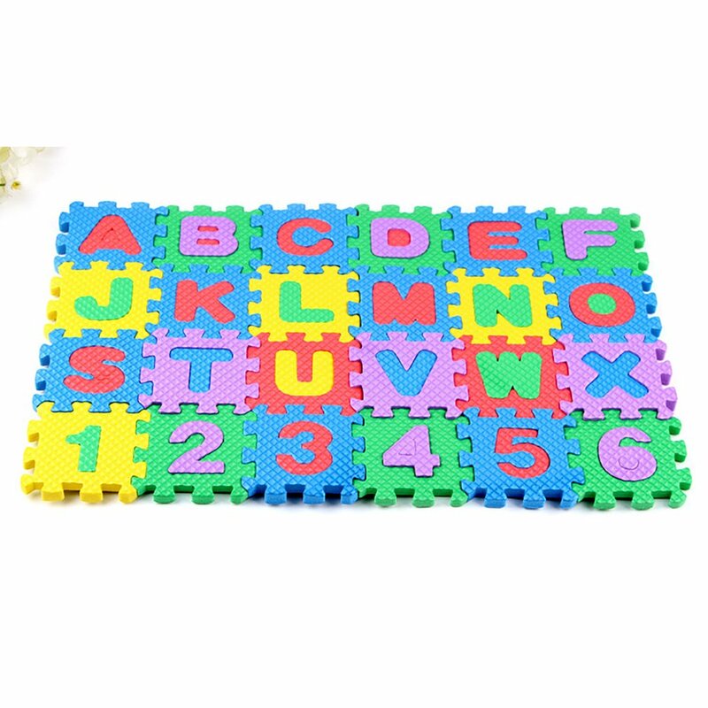 36 teile/satz Kinder Alphabet Buchstaben Ziffern Puzzle bunte Kinder Teppich Spiel matte weichen Boden kriechen Puzzle Kinder Lernspiel zeug