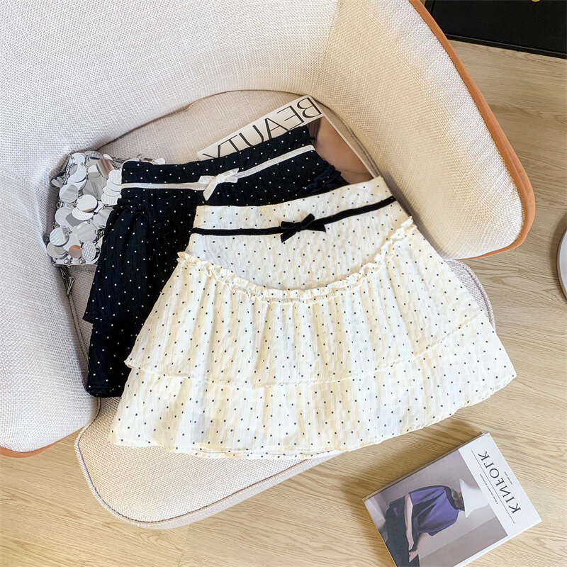 Sweet ballet style polka-dot tiered-ruffle skirt high waist slimming skirt for women y2k falda