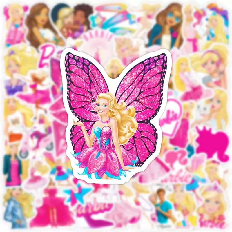Pegatinas de dibujos animados de Anime para chica, pegatinas de princesa Barbie para álbum de recortes, portátil, cuaderno, funda de teléfono, pegatina de decoración impermeable, 50 piezas