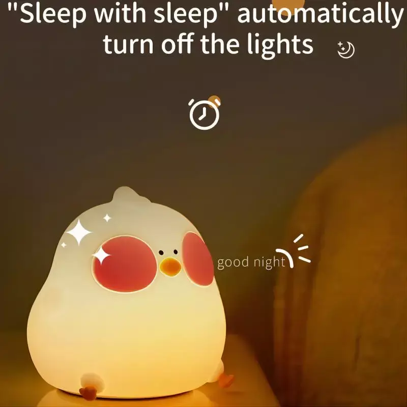 LED Chicken Silicone Night Light Touch Sensor Cartoon NightLight per bambini camera da letto comodino decorazioni per dormire regalo di compleanno