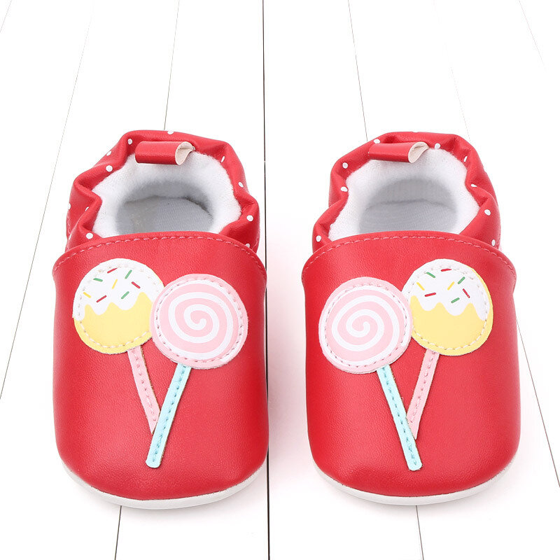 Sepatu Bayi Baru Lahir Anak Laki-laki Gadis Kartun Pertama Walkers Anak Anak PU Kulit Lembut Sepatu Bayi 0-18 Bulan