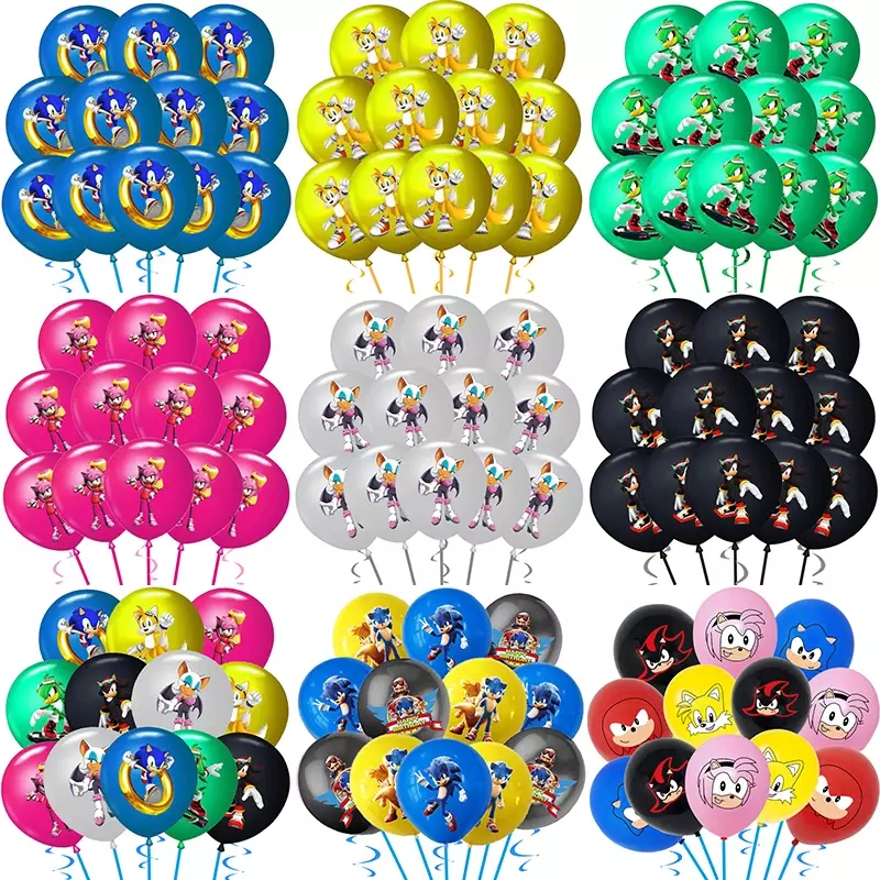 Conjunto de globos de látex de Sonic the Hedgehog para niños, decoraciones de cumpleaños, decoración de Baby Shower, regalos