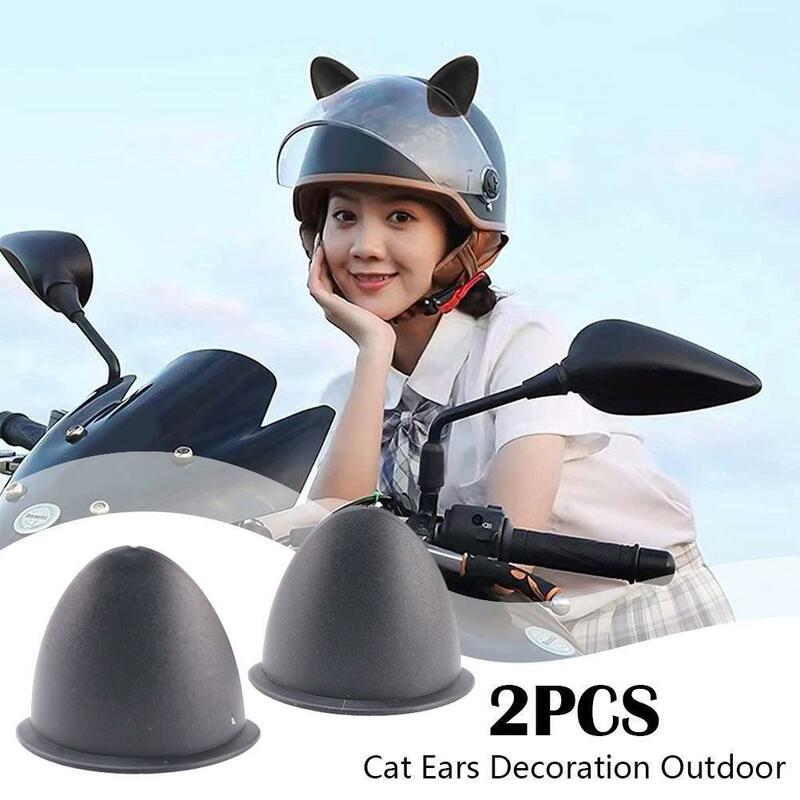 2/4หมวกกันน็อคสากลตกแต่งหูแมวอุปกรณ์เสริมหมวกกันน็อคสติ๊กเกอร์ตกแต่งหูแมวน่ารักสำหรับขับรถรถยนต์ไฟฟ้า