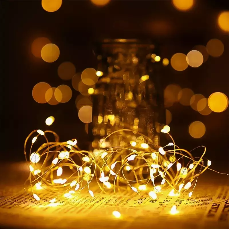 스트링 USB 배터리 방수 구리 와이어 LED 조명, 화환 요정 조명, 크리스마스 웨딩 파티 장식, 휴일 조명, 5 m, 10m