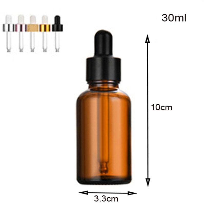 Olio essenziale vetro aromaterapia liquido marrone goccia flacone contagocce vuoto flaconi per Pipette da massaggio fiale riutilizzabili in vetro trasparente