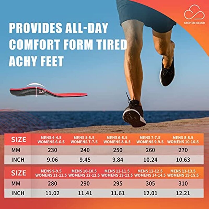 PCSsole Arch Support Insoles for Plantar Fasciitis Pain Relief, Comfortable Shoe Inserts for Men and Women