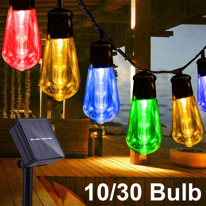 Outdoor LED Solar String Lights Waterproof Garden Christmas Party Decoration Solar Bulb For Patio Xmas Yard Fence