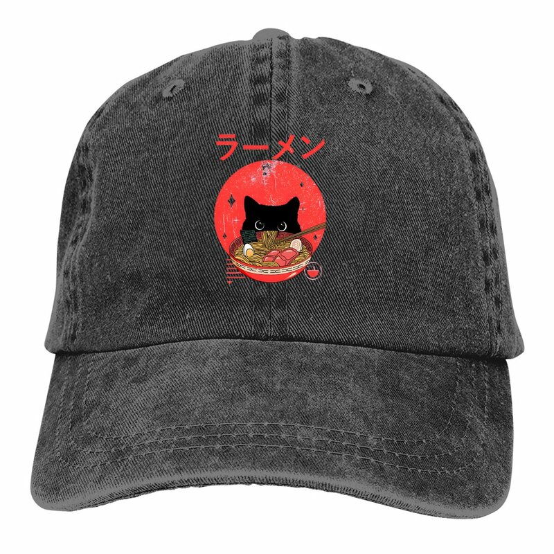 Kapelusz na lato osłona przeciwsłoneczna kot Ramen Hip Hop czapki koty kapelusz kowbojski czapka garnizonowa