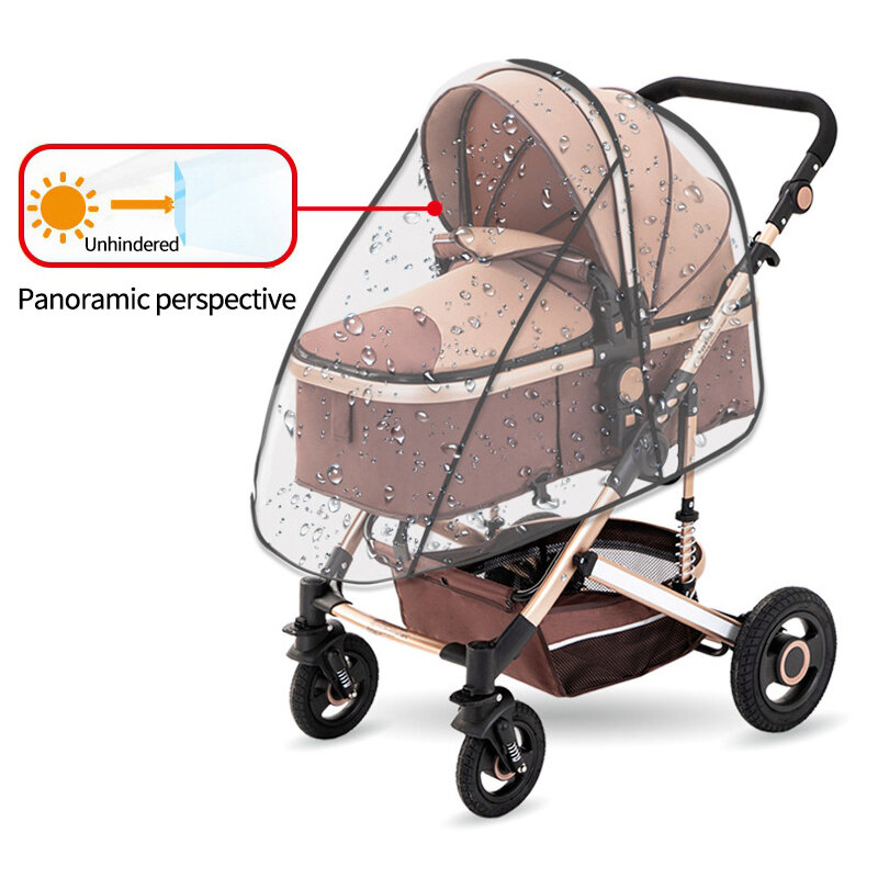 Funda Universal para cochecito de bebé, protector solar para el viento, sombrilla transpirable transparente para carrito, accesorios impermeables