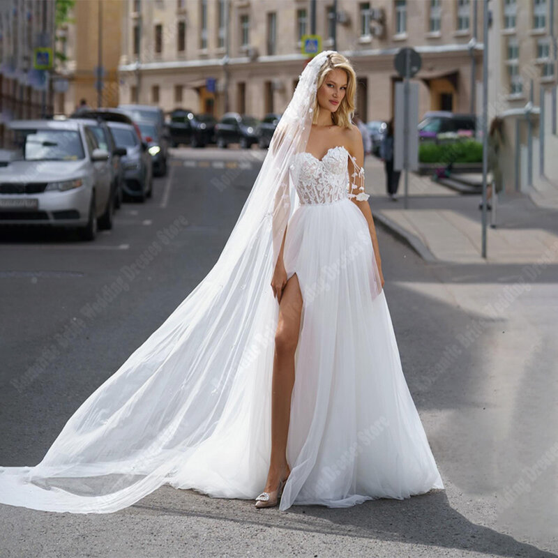 Женское свадебное платье It's yiiya, элегантное бальное платье из фатина с аппликацией и высокой вилкой в богемном стиле на лето 2024