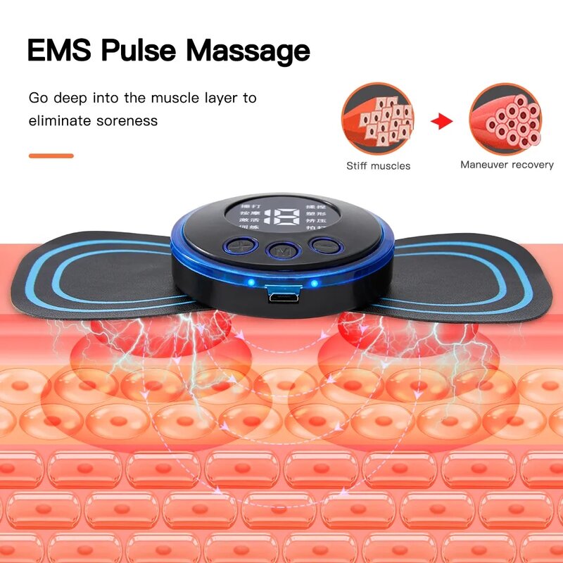 Electric Neck Massager EMS Muscle Massage Stimulator Low Frequency Instrument Back Cervical Calf Patches Pain Joints Mini Device