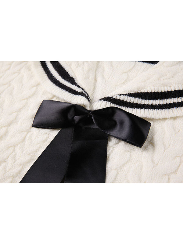 Pullover lavorati a maglia femminili maglione alla moda stile Preppy per le donne 2022 autunno nuovo colletto da marinaio a maniche lunghe maglieria Casual Top