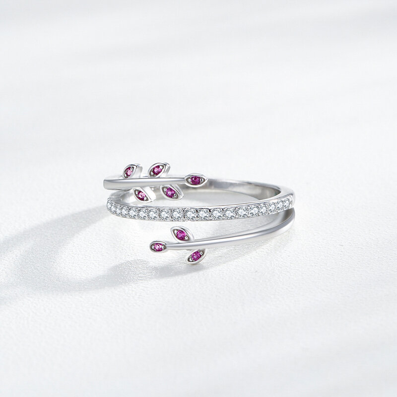 Ailmay Solid 925 Sterling Silver Fashion Charm Leaves Sparkling CZ Finger Ring per le donne fidanzamento di nozze gioielleria femminile raffinata