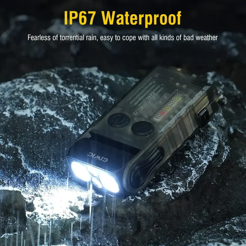 V20 مصباح يدوي صغير متعدد الوظائف ، سلسلة مفاتيح محمولة مقاومة للماء في الهواء الطلق ، إضاءة عمل زاوية ، صفارة طوارئ 80 ديسيبل