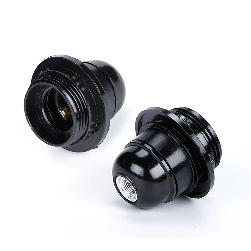 Black E27 Self-locking Bakelite Lamp Holder E14 Cap Screw LED Light Head Socket Floor Desktop Light Bulb Base