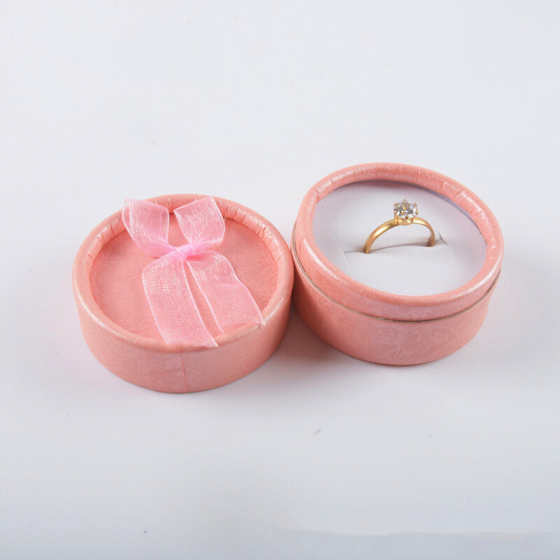 Elegant Round Earring Rings Box Bowknot Jewelry Organizer Box Holder Wedding Engagement Gift Package Box Display Valentine's Day