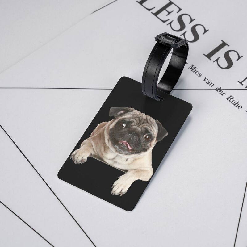 Etichetta per bagagli personalizzata per cani carlino adorabile protezione per la Privacy etichette per bagagli etichette per borse da viaggio valigia