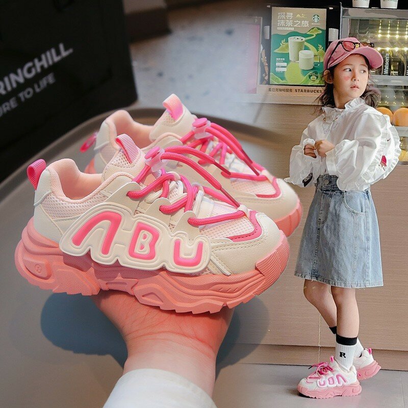 Spring & Autumn Thick-Soled Girls & Boys Children Shoes Kids Sneakers Fashion Air Mesh Sports Casual Size 25-36