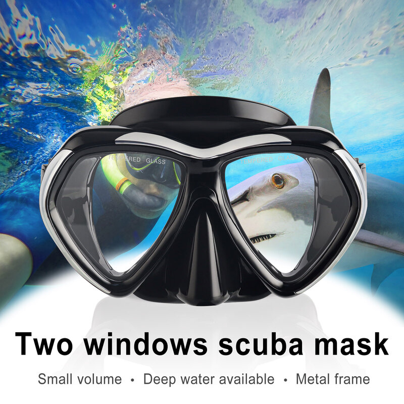 Exp visão adulto máscara de mergulho, máscara de mergulho anti-nevoeiro, anti-vazamento de vidro temperado óculos de natação com capa de nariz engrenagem de mergulho