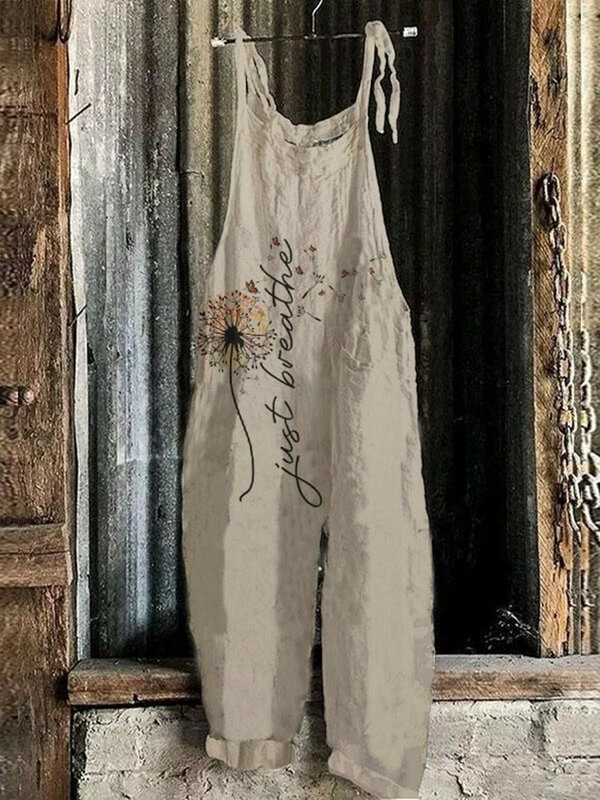 여성용 레트로 심플 3D 디지털 인쇄 작업복, 편안한 캐주얼 롬퍼, 여름 신상