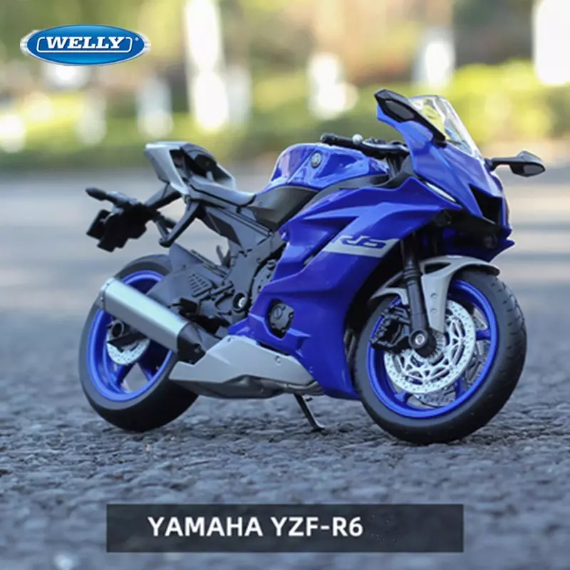 Welly-Yamaha YZF-R6 Alloy Racing Motorcycle Model, Simulação Diecast Metal, Motocicleta De Rua, Presente De Coleção Para Crianças, 1:12