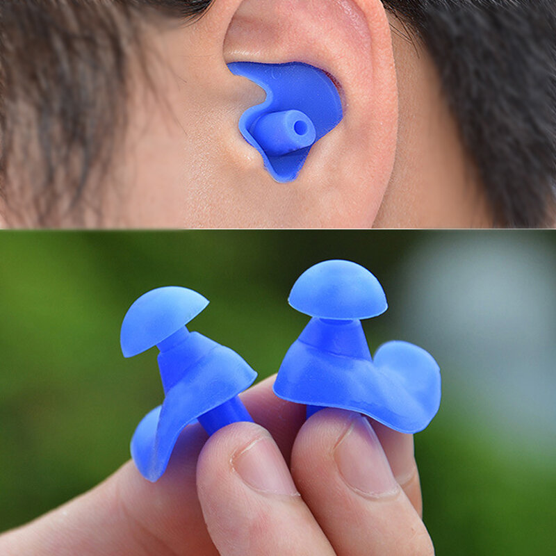 Penyumbat telinga silikon lembut, penutup telinga berenang menyelam tahan air dengan kotak Anti kebisingan