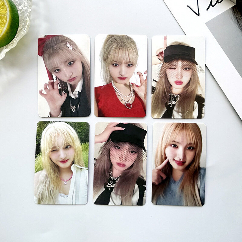 KPOP IVE Album I'VE MINE LOMO Card, Wonyoung Glasses, Round LIZ Rei Leesbones, Yujin, Eleven Girl Group Postcard, Photo Card, 6Pcs, Set