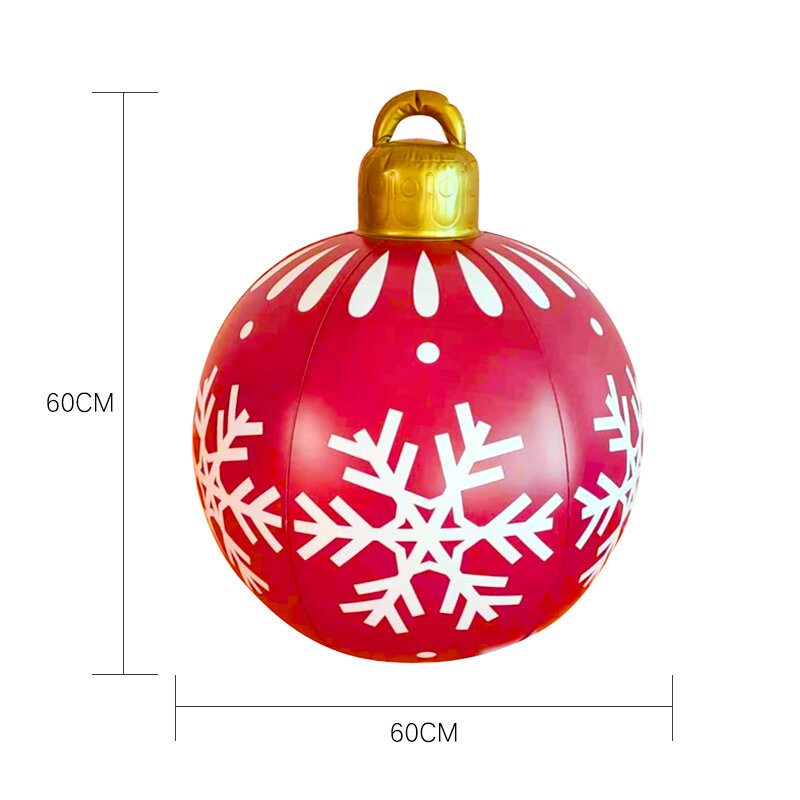 60Cm Outdoor Kerst Opblaasbare Versierde Bal Pvc Gigantische Grote Ballen Feest Kerstboom Decoraties Speelgoed Bal Zonder Licht