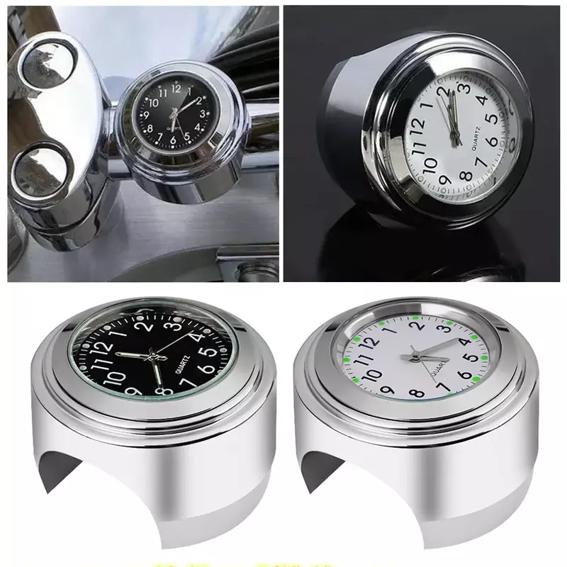 Impermeável Relógio Motocicleta com Termômetro, Medidor de Temperatura, Guiador Relógio, Moto Styling Acessórios, 22-25mm