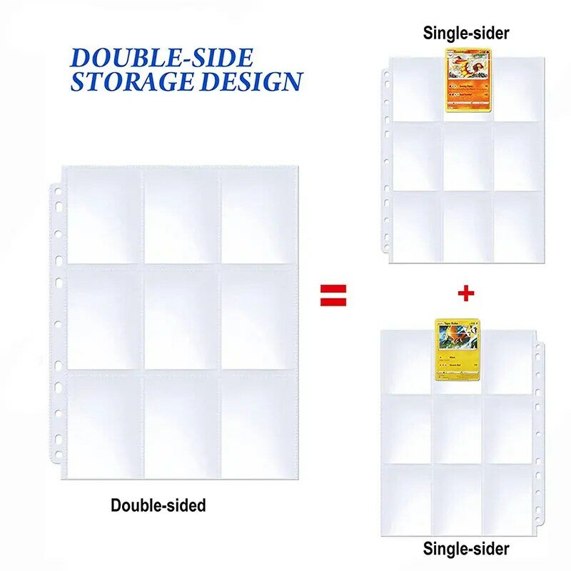 540 Pockets Baseball Card Sleeves, Double Side 9-Pocket Trading Card Binder Sleeves Page Protectors Sheet for Pokemon