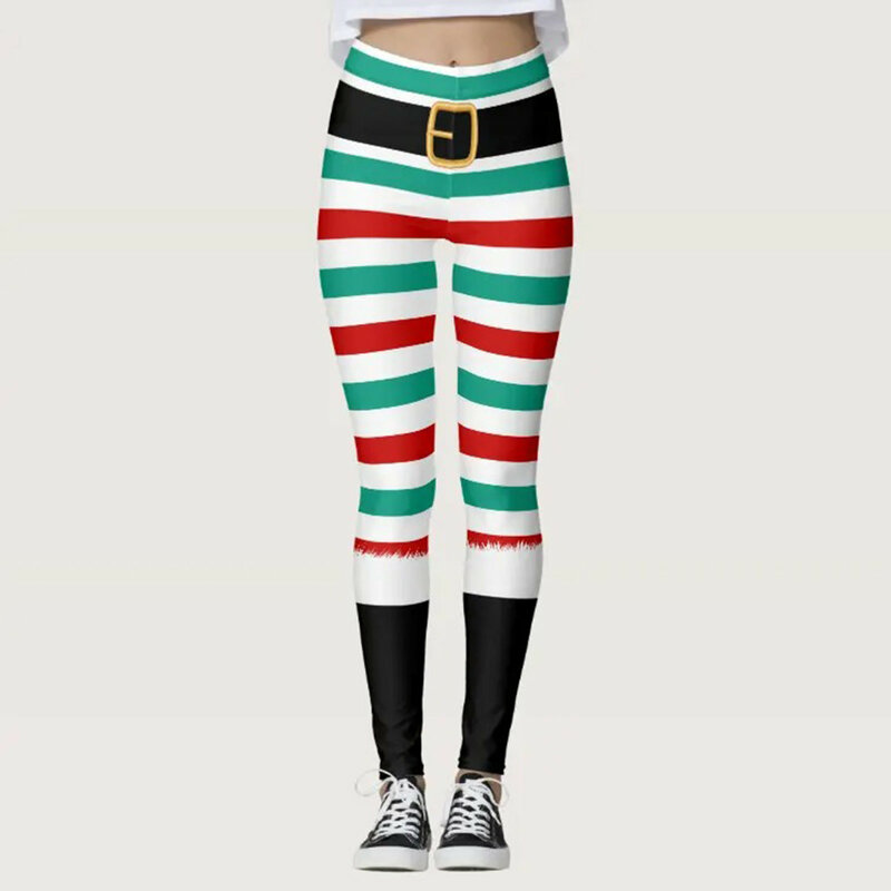 Women Print Seamless Pants Santa Claus High Waist Leggings Thin Fitness Pant Push Up Legging Sports Pants Gym Workout Tights