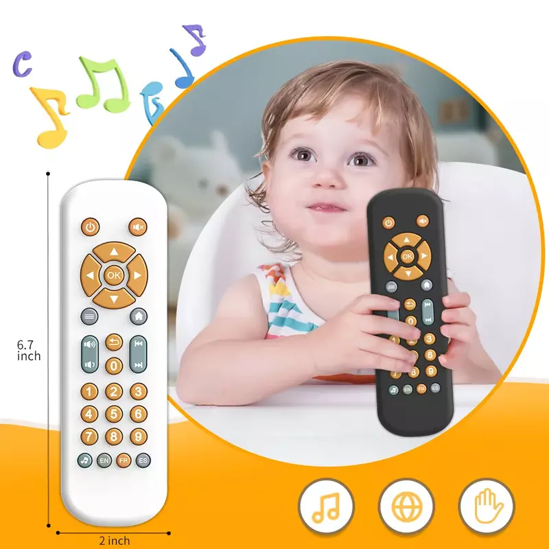 Infant Simulation TV Remote Control Toys with Music and Light Musical Baby Toy Sensory Remote Kid Baby Toys for 1 2 3 Year Old