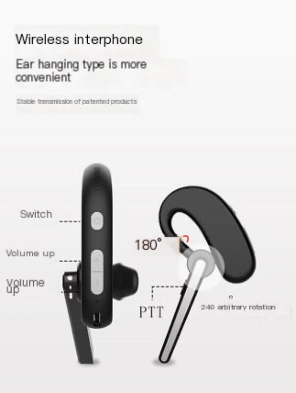 Sinorise Walkie-Talkie kait telinga, SR-615 Mini Bluetooth telinga gantung untuk penggunaan Hotel