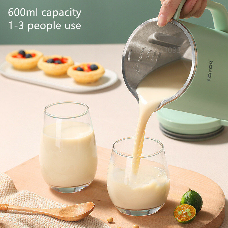 Exprimidor eléctrico de leche de soja de 600ml, licuadora portátil, mezclador de pasta de arroz, máquina para romper la pared, 220V