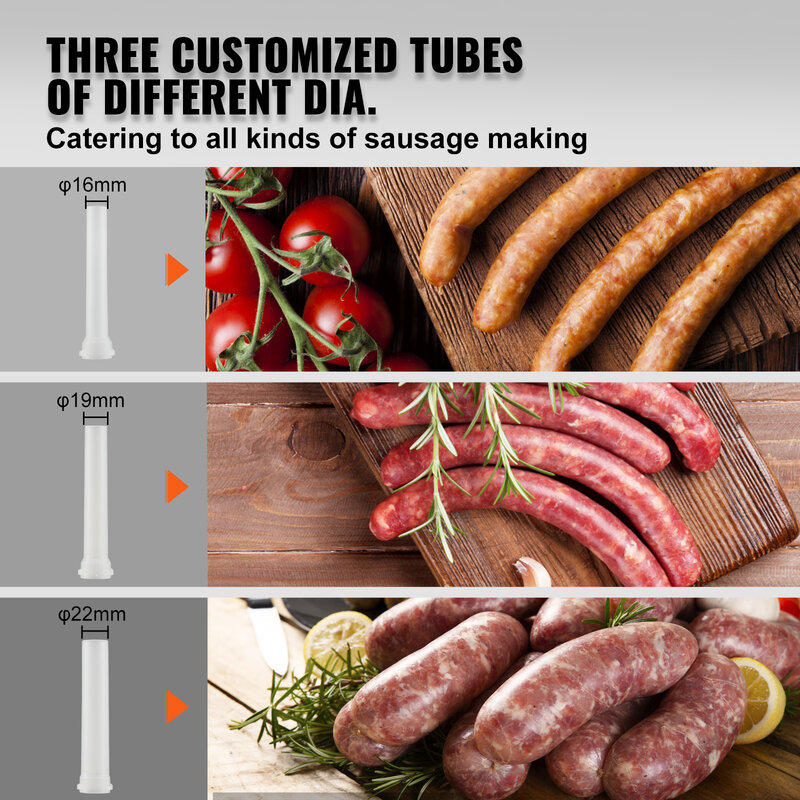 VEVOR-Vertical Sausage Stuffer, Processadores de Enchimento de Alimentos, 3 Tubos de Recheio, Acessórios de Cozinha, Eletrodomésticos, 1,5 L, 3L Capacidade