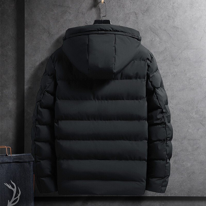 Ropa de invierno de alta calidad para hombre, chaqueta gruesa de algodón con capucha informal
