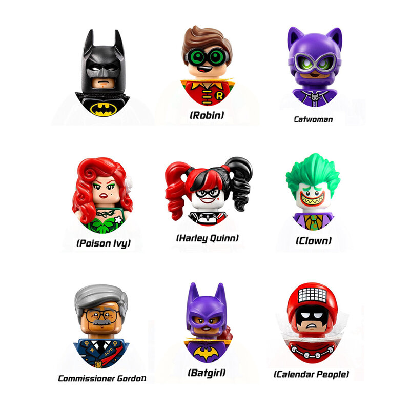 Batman Building Blocks cappuccio rosso Harley Quinn Joker Bricks Man-Bat Toys Catwoman assemblare Action Figures bambola regalo di natale per bambini