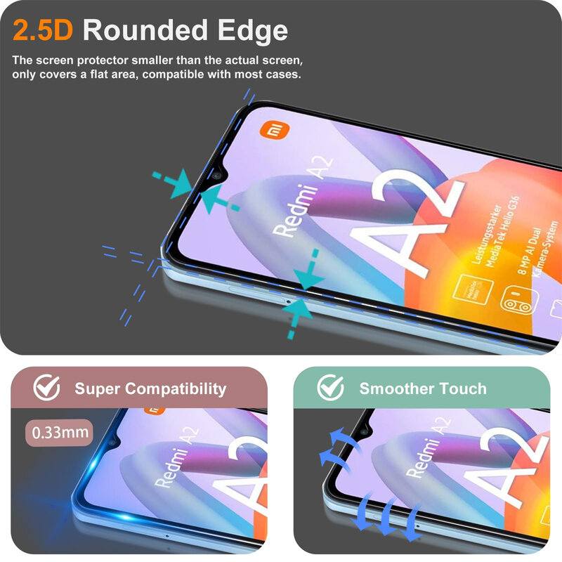 Screen Protector For Redmi A2 Plus Tempered Glass SELECTION Free fast Shipping 9H Transparent Clear Case Friendly