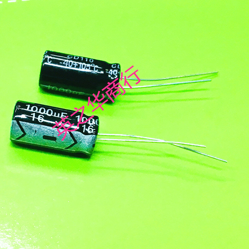 50 pces original novo capacitor eletrolítico em linha 16v1000uf 1000uf16v 10x17mm