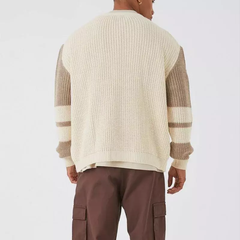 Vintage Patchwork Männer Pullover Strickjacke lässig einreihig V-Ausschnitt Strickjacke Herbst Winter Herrenmode Farb block Pullover