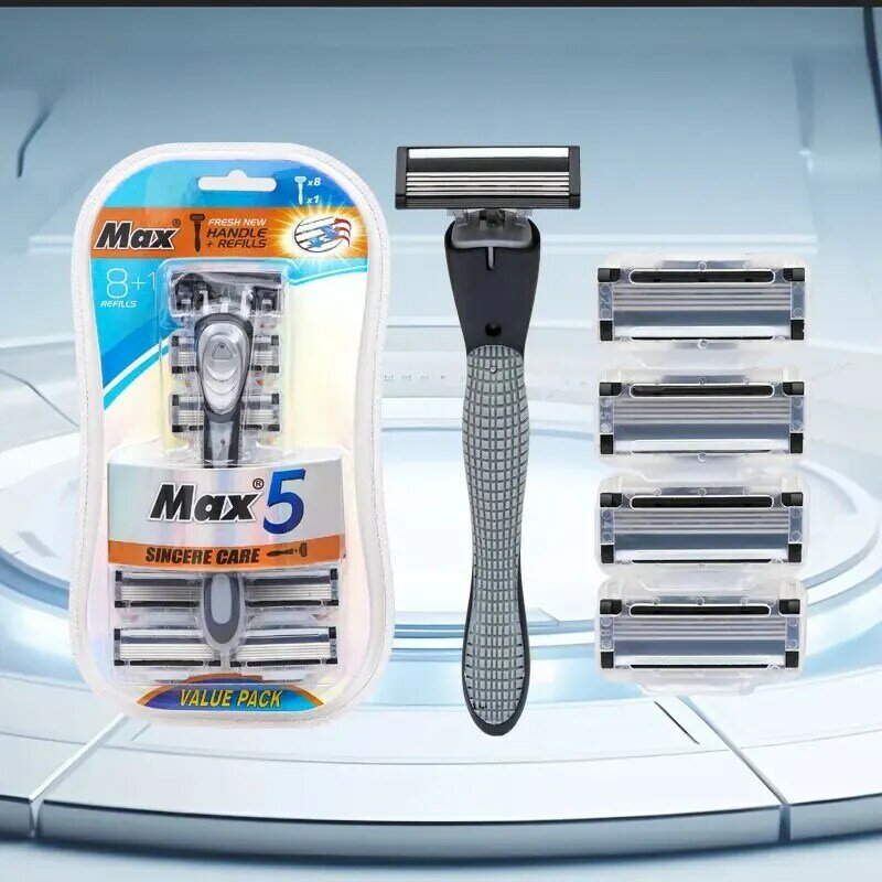 Lâmina de barbear reutilizável para homens, lâmina importada, barbeador de 5 camadas, novo design