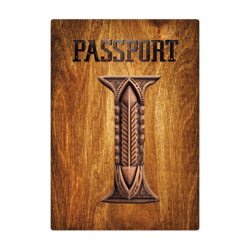 Funda para pasaporte de viaje, billetera de cuero para tarjetas de identificación, tarjetero de negocios, funda con patrón de letras artísticas de madera