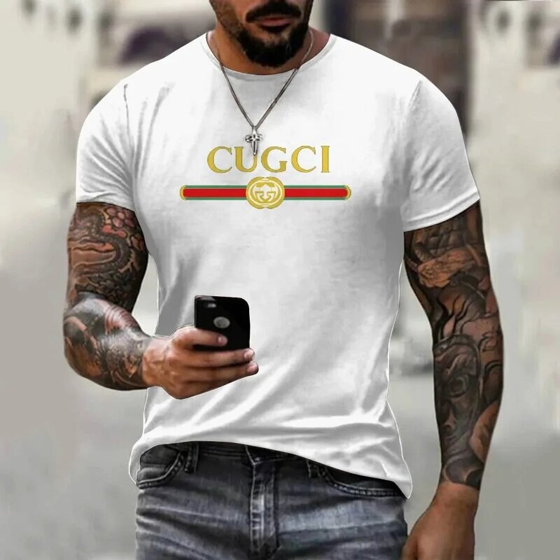 Camiseta básica casual com decote em O masculina, tops clássicos masculinos, primer preto e branco, secagem rápida, alta qualidade, verão, 3D