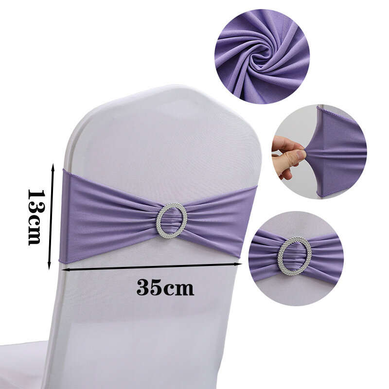 Elegant Chair Sashes Plain Tie Spandex Knot Cover Back Elastic Band Readymade Belt Bow For Hotel Banquet Party Event Decoration