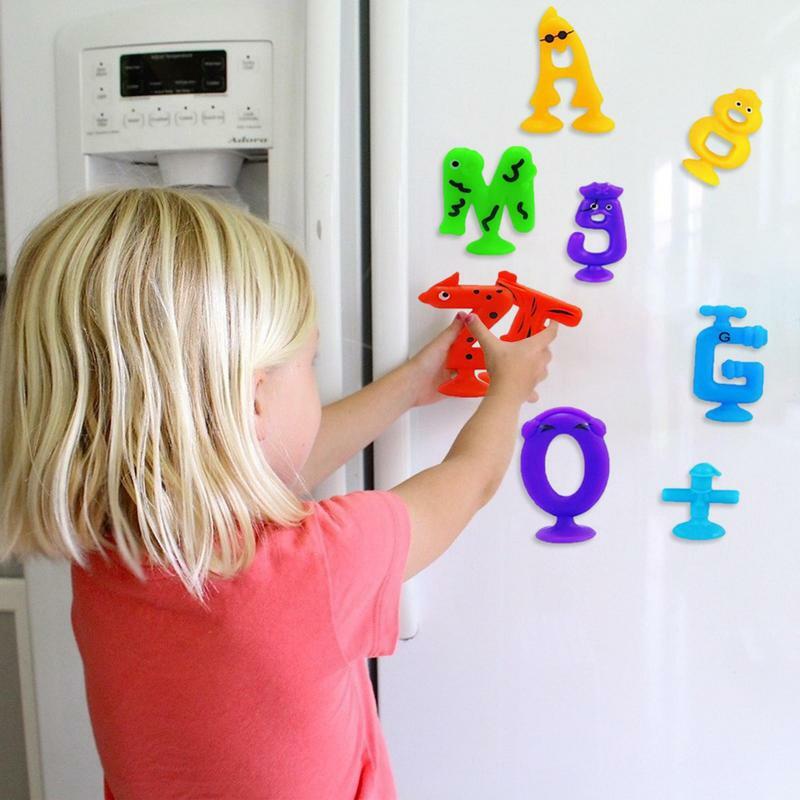 Suction Cup Letters Toys Silicone Sucker Toys With Strong Suction Strong Suction Bathtub Window High Chair Tabletop Toys