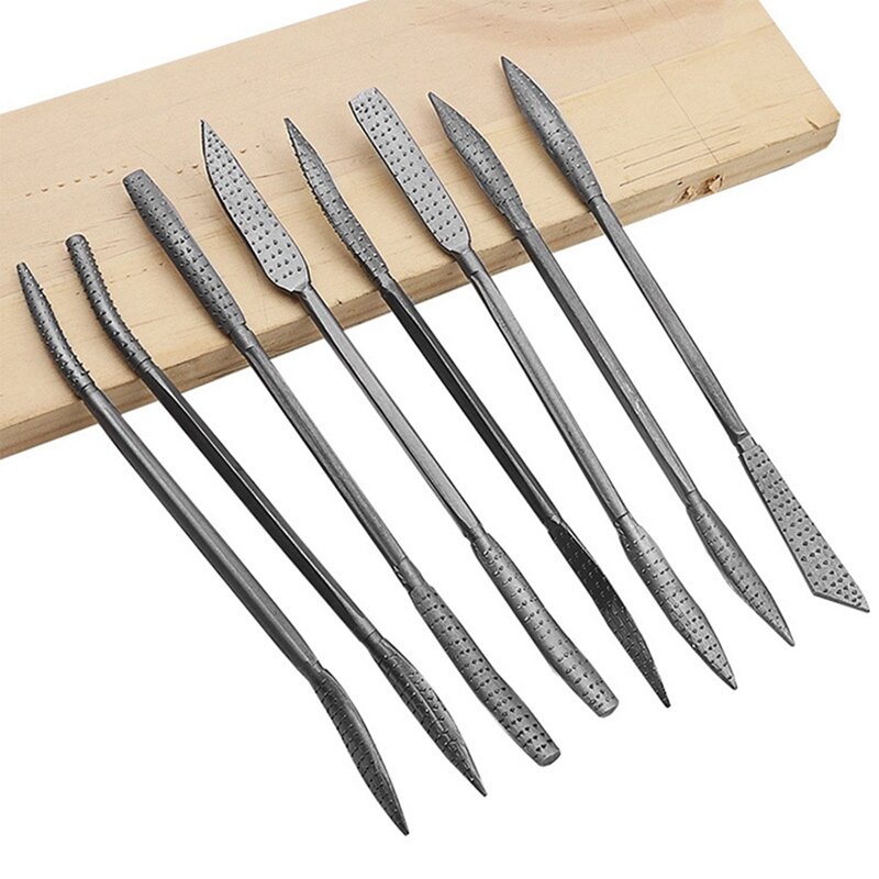 Wood Riffler File Set para Woodworking, Double Ended Burrs, Carving Hand Tools, Needle File, 8Pcs