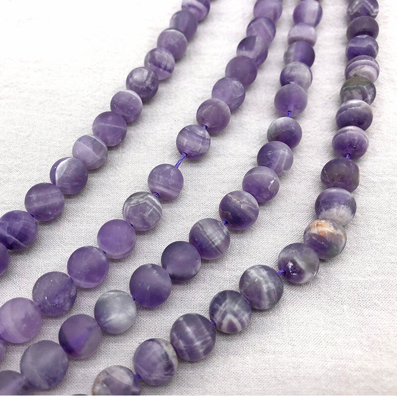 200PCS Matte Amethyst 8MM Round Beads for DIY Making Jewelry Necklace Energy Healing Power Unpolished Gemstone Loose Crystal